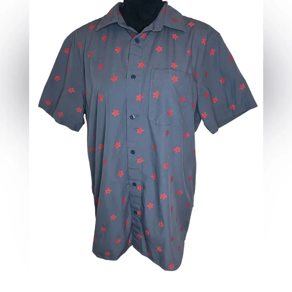 THE NORTH FACE BAYTRAIL JACQUARD‎ SHORT SLEEVE BUTTON UP SHIRT MENS SIZE LARGE